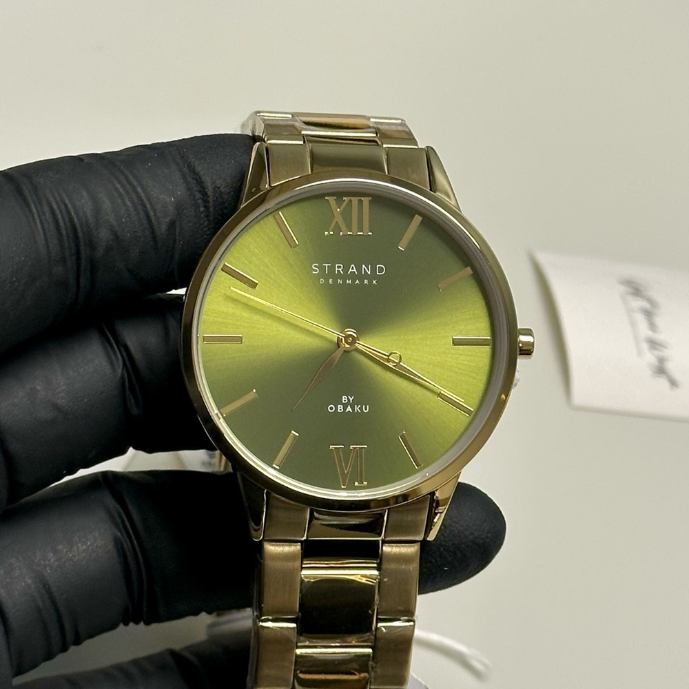 Strand By Obaku Classic S747GXGESG Green Dial Gold-Tone Men’s 42mm Dress Watch
